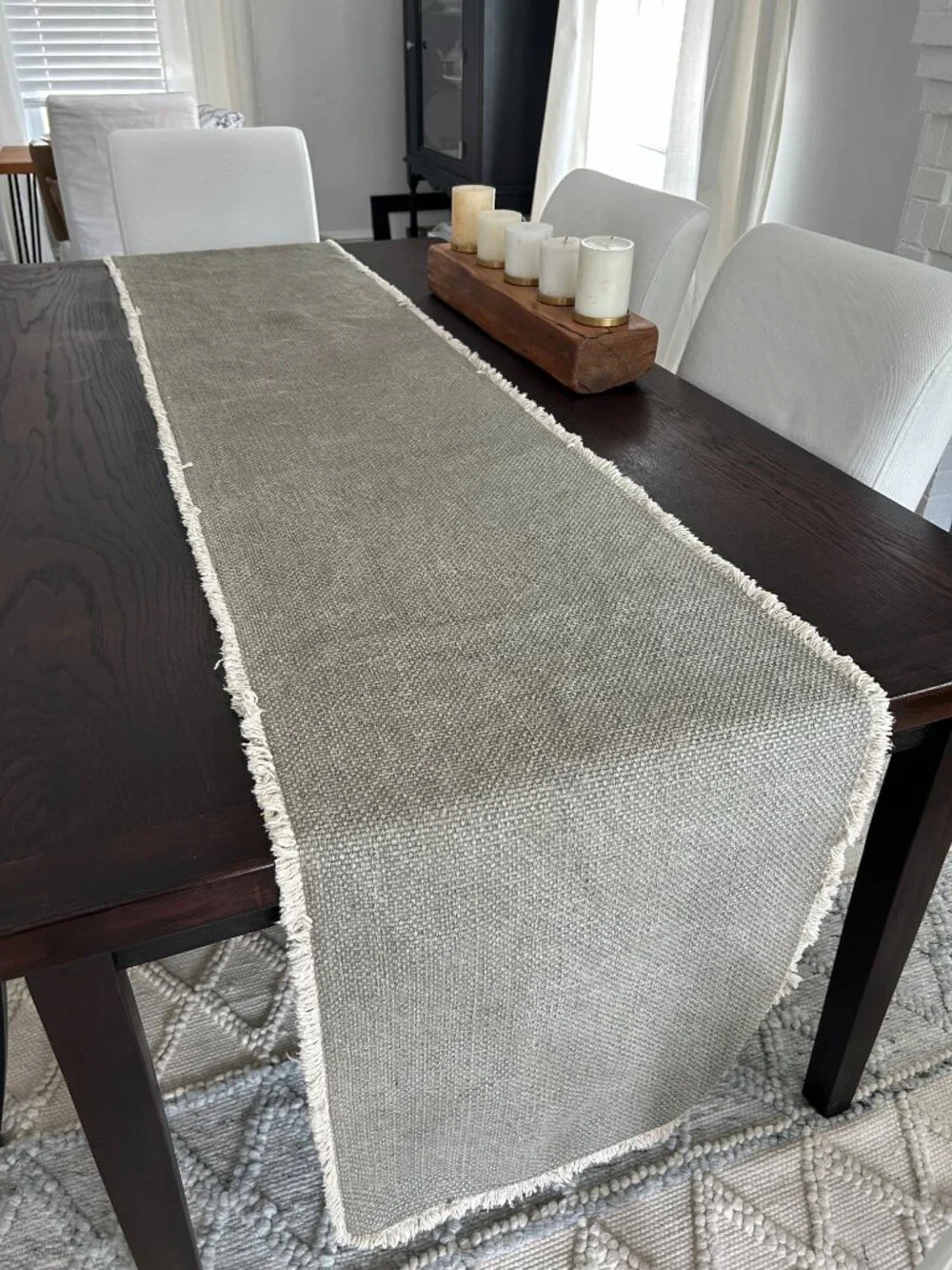 Pottery Barn Table Runner Green/Grey Size 18 X 108